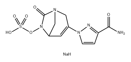 sodium 3-(3-carbamoyl-1H-pyrazol-1-yl)-7-oxo-1,6-diazabicyclo[3.2.1]oct-3-en-6-yl sulfate 구조식 이미지