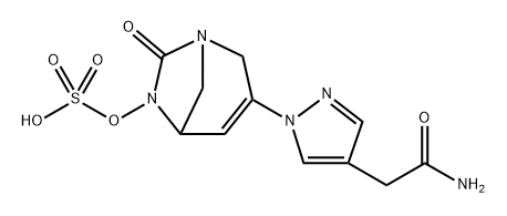 3-(4-(2-amino-2-oxoethyl)-1H-pyrazol-1-yl)-7-oxo-1,6-diazabicyclo[3.2.1]oct-3-en-6-yl hydrogen sulfate Structure