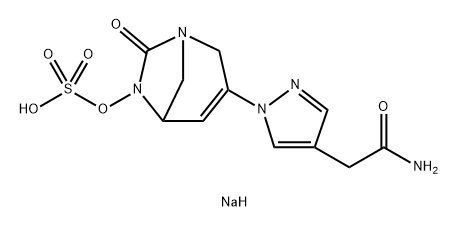 sodium 3-(4-(2-amino-2-oxoethyl)-1H-pyrazol-1-yl)-7-oxo-1,6-diazabicyclo[3.2.1]oct-3-en-6-yl sulfate Structure