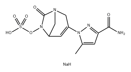 sodium 3-(3-carbamoyl-5-methyl-1H-pyrazol-1-yl)-7-oxo-1,6-diazabicyclo[3.2.1]oct-3-en-6-yl sulfate Structure