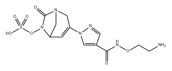 3-(4-((2-aminoethoxy)carbamoyl)-1H-pyrazol-1-yl)-7-oxo-1,6-diazabicyclo[3.2.1]oct-3-en-6-yl hydrogen sulfate Structure