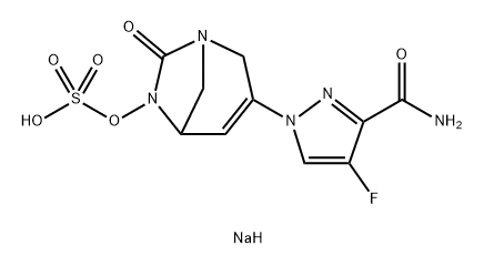 sodium 3-(3-carbamoyl-4-fluoro-1H-pyrazol-1-yl)-7-oxo-1,6-diazabicyclo[3.2.1]oct-3-en-6-yl sulfate Structure