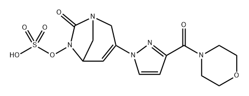 3-(3-(morpholine-4-carbonyl)-1H-pyrazol-1-yl)-7-oxo-1,6-diazabicyclo[3.2.1]oct-3-en-6-yl hydrogen sulfate Structure