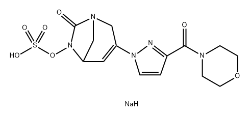 sodium 3-(3-(morpholine-4-carbonyl)-1H-pyrazol-1-yl)-7-oxo-1,6-diazabicyclo[3.2.1]oct-3-en-6-yl sulfate Structure