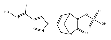 (E)-3-(4-(1-(hydroxyimino)ethyl)-1H-pyrazol-1-yl)-7-oxo-1,6-diazabicyclo[3.2.1]oct-3-en-6-yl hydrogen sulfate Structure