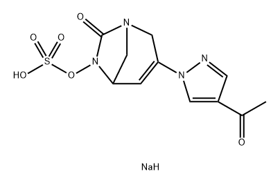 sodium 3-(4-acetyl-1H-pyrazol-1-yl)-7-oxo-1,6-diazabicyclo[3.2.1]oct-3-en-6-yl sulfate Structure