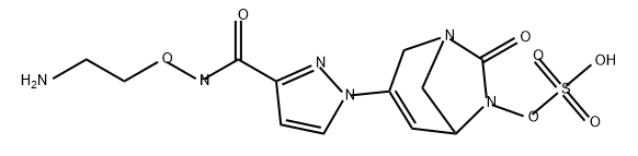 [3-[3-(2-aminoethoxycarbamoyl)pyrazol-1-yl]-7-oxo-1,6-diazabicyclo[3.2.1]oct-3-en-6-yl]hydrogen sulfate 구조식 이미지