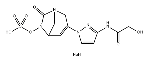 sodium 3-(3-(2-hydroxyacetamido)-1H-pyrazol-1-yl)-7-oxo-1,6-diazabicyclo[3.2.1]oct-3-en-6-yl sulfate Structure