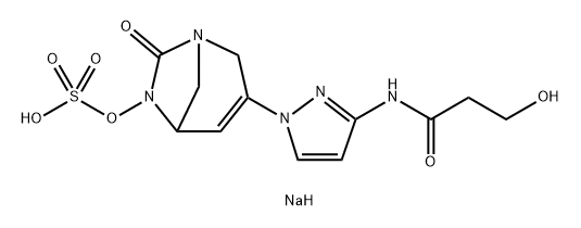 sodium 3-(3-(3-hydroxypropanamido)-1H-pyrazol-1-yl)-7-oxo-1,6-diazabicyclo[3.2.1]oct-3-en-6-yl sulfate Structure