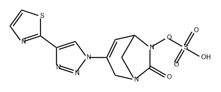 7-oxo-3-(4-(thiazol-2-yl)-1H-1,2,3-triazol-1-yl)-1,6-diazabicyclo[3.2.1]oct-3-en-6-yl hydrogen sulfate Structure