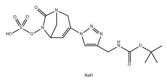 sodium 3-(4-(((tert-butoxycarbonyl)amino)methyl)-1H-1,2,3-triazol-1-yl)-7-oxo-1,6-diazabicyclo[3.2.1]oct-3-en-6-yl sulfate Structure