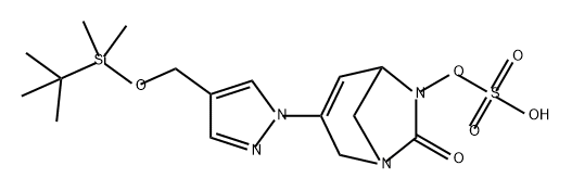 Sulfuric acid, mono[3-[4-[[[(1,1-dimethylethyl) dimethylsilyl]oxy]methyl]-1H-pyrazol-1-yl]-7- oxo-1,6-diazabicyclo[3.2.1]oct-3-en-6-yl] ester Structure