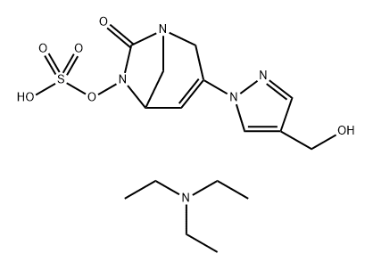 triethylammonium [3-[4-(hydroxymethyl)pyrazol-1-yl]-7-oxo-1,6-diazabicyclo[3.2.1]oct-3-en-6-yl]sulfate 구조식 이미지