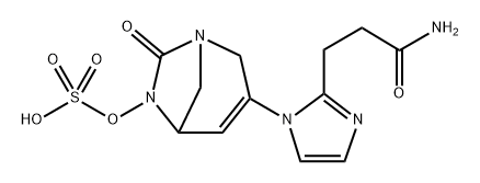 Sulfuric acid, mono[3-[2-(3-amino-3- oxopropyl)-1H-imidazol-1-yl]-7-oxo-1,6-diazab icyclo[3.2.1]oct-3-en-6-yl] ester Structure