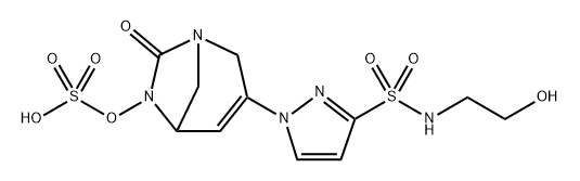 3-(3-(N-(2-hydroxyethyl)sulfamoyl)-1H-pyrazol-1-yl)-7-oxo-1,6-diazabicyclo[3.2.1]oct-3-en-6-yl hydrogen sulfate Structure