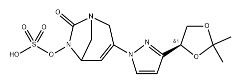 Sulfuric acid, mono[3-[3-[(4S)-2,2-dimethyl-1, 3-dioxolan-4-yl]-1H-pyrazol-1-yl]-7-oxo-1,6- diazabicyclo[3.2.1]oct-3-en-6-yl] ester Structure