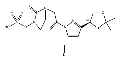 trimethylammonium [3-[3-[(4S)-2,2-dimethyl-1,3-dioxolan-4-yl]pyrazol-1-yl]-7-oxo-1,6-diazabicyclo[3.2.1]oct-3-en-6-yl]sulfate Structure