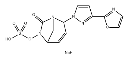 Sulfuric acid, mono[2-[3-(2-oxazolyl)-1Hpyrazol-1-yl]-7-oxo-1,6-diazabicyclo[3.2.1]oct3-en-6-yl] ester, sodium salt (1:1) Structure