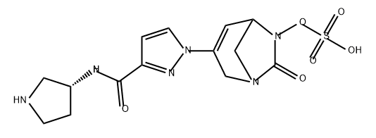[7-oxo-3-[3-[[(3R)-pyrrolidin-3-yl]carbamoyl]pyrazol-1-yl]-1,6-diazabicyclo[3.2.1]oct-3-en-6-yl]hydrogen sulfate Structure