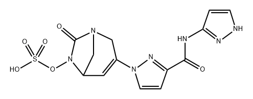 3-(3-((1H-pyrazol-3-yl)carbamoyl)-1H-pyrazol-1-yl)-7-oxo-1,6-diazabicyclo[3.2.1]oct-3-en-6-yl hydrogen sulfate Structure