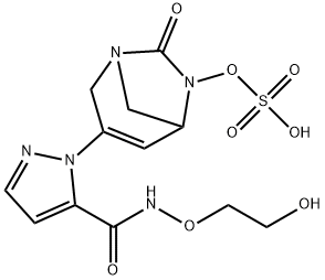 3-(5-((2-hydroxyethoxy)carbamoyl)-1H-pyrazol-1-yl)-7-oxo-1,6-diazabicyclo[3.2.1]oct-3-en-6-yl hydrogen sulfate Structure