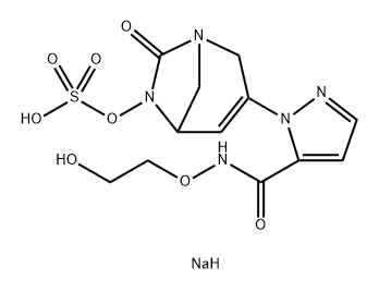 sodium 3-(5-((2-hydroxyethoxy)carbamoyl)-1H-pyrazol-1-yl)-7-oxo-1,6-diazabicyclo[3.2.1]oct-3-en-6-yl sulfate Structure