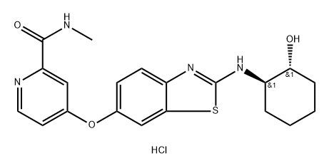 2-Pyridinecarboxamide, 4-[[2-[[(1R,2R)-2-hydroxycyclohexyl]amino]-6-benzothiazolyl]oxy]-N-methyl-, hydrochloride (1:2) Structure