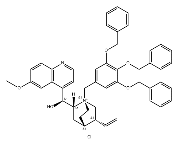 Cinchonanium, 9-hydroxy-6′-methoxy-1-[[3,4,5-tris(phenylmethoxy)phenyl]methyl]-, chloride (1:1), (9S)- 구조식 이미지