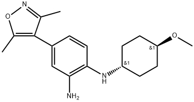 4-(3,5-dimethylisoxazol-4-yl)-N1-((1r,4r)-4-methoxycyclohexyl)benzene-1,2-diamine Structure