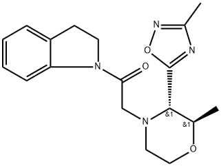 1-(indoline-1-yl)-2-((2R,3S)-2-methyl-3-(3-methyl-1,2,4-oxadiazole-5-yl)morpholino)ethanone Structure