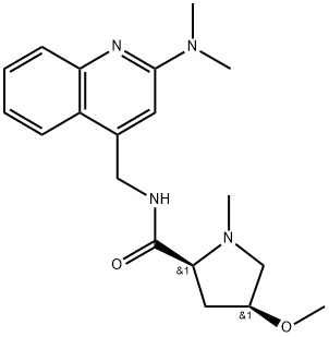 (2S,4S)-N-((2-(dimethylamino)quinolin-4-yl)methyl)-4-methoxy-1-methylpyrrolidine-2-carboxamide 구조식 이미지