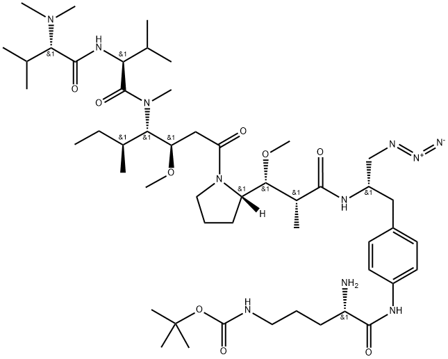 tert-butyl ((S)-4-amino-5-((4-((S)-3-azido-2-((2R,3R)-3-((S)-1-((3R,4S,5S)-4-((S)-2-((S)-2-(dimethylamino)-3-methylbutanamido)-N,3-dimethylbutanamido)-3-methoxy-5-methylheptanoyl)pyrrolidin-2-yl)-3-methoxy-2-methylpropanamido)propyl)phenyl)amino)-5-oxopentyl)carbamate Structure