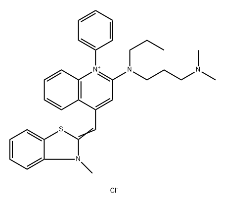 Quinolinium, 2-[[3-(dimethylamino)propyl]propylamino]-4-[(3-methyl-2(3H)-benzothiazolylidene)methyl]-1-phenyl-, chloride (1:1) 구조식 이미지
