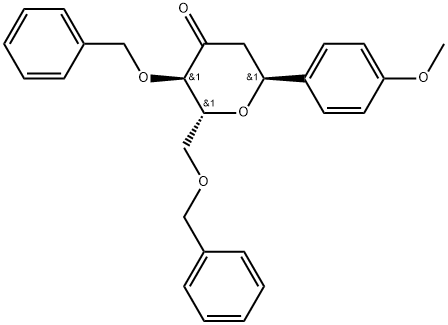 (2R,3R,6S)-3-(benzyloxy)-2-(benzyloxymethyl)-6-(4-methoxyphenyl)dihydro-2H-pyran-4(3H)-one Structure
