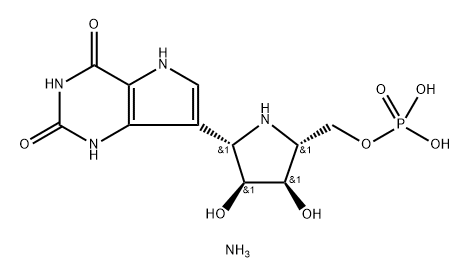 1H-Pyrrolo3,2-dpyrimidine-2,4(3H,5H)-dione, 7-(2S,3S,4R,5R)-3,4-dihydroxy-5-(phosphonooxy)methyl-2-pyrrolidinyl-, diammonium salt Structure