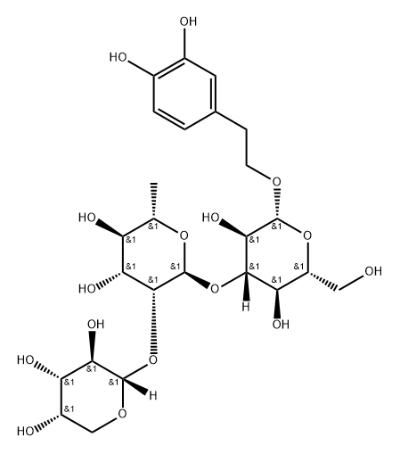 b-D-Glucopyranoside,2-(3,4-dihydroxyphenyl)ethyl O-a-L-arabinopyranosyl-(1(R)2)-O-6-deoxy-a-L-mannopyranosyl-(1(R)3)- Structure