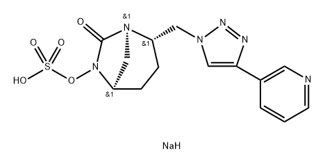 Sulfuric acid, mono[(1R,2S,5R)-7-oxo-2-[[4-(3- pyridinyl)-1H-1,2,3-triazol-1-yl]methyl]-1,6- diazabicyclo[3.2.1]oct-6-yl] ester, sodium salt (1:1) 구조식 이미지