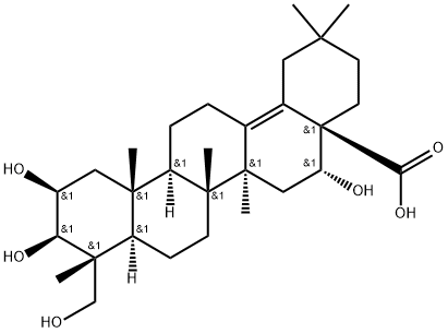 Olean-13(18)-en-28-oic acid, 2,3,16,23-tetrahydroxy-, (2β,3β,4α,16α)- Structure