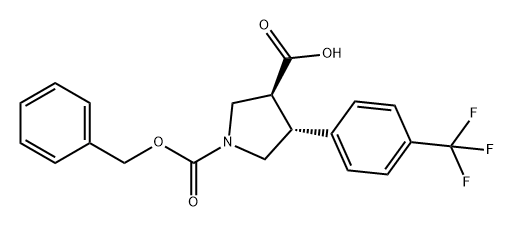 (3S,4R)-rel-1-(benzyloxycarbonyl)-4-(4-(trifluoromethyl)phenyl)pyrrolidine-3-carboxylic acid Structure