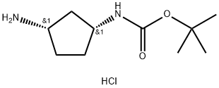 Carbamic acid, N-[(1R,3S)-3-aminocyclopentyl]-, 1,1-dimethylethyl ester, hydrochloride (1:1) Structure