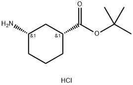 rac-tert-butyl (1R,3S)-3-aminocyclohexane-1-carboxylate hydrochloride, cis 구조식 이미지