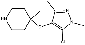 4-(5-Chloro-1,3-dimethyl-1H-pyrazol-4-yloxy)-4-methyl-piperidine Structure