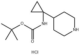 Carbamic acid, N-[1-(4-piperidinyl)cyclopropyl]-, 1,1-dimethylethyl ester, hydrochloride (1:1) 구조식 이미지