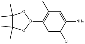 2-Chloro-5-methyl-4-(4,4,5,5-tetramethyl-1,3,2-dioxaborolan-2-yl)benzenamine Structure