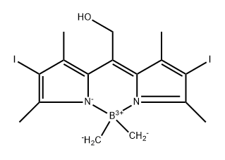 Boron, [4-iodo-β-(4-iodo-3,5-dimethyl-2H-pyrrol-2-ylidene-κN)-3,5-dimethyl-1H-pyrrole-2-ethanolato-κN1]dimethyl-, (T-4)- Structure