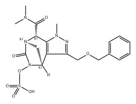 rel-(4R,7R,8S)-4,5,6,8-Tetrahydro-N,N,1- trimethyl-6-oxo-3-[(phenylmethoxy)methyl]- 5-(sulfooxy)-1H-4,7-methanopyrazolo[3,4-e] [1,3]diazepine-8-carboxamide 구조식 이미지