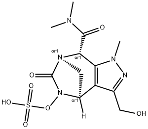 1H-4,7-Methanopyrazolo[3,4-e][1,3]diazepine8-carboxamide, 4,5,6,8-tetrahydro-3-(hydroxy methyl)-N,N,1-trimethyl-6-oxo-5-(sulfooxy)-, (4R,7R,8S)-rel Structure