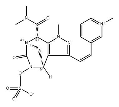 Pyridinium, 3-[(1Z)-2-[(4R,7R,8S)-8-[(dimethy lamino)carbonyl]-4,5,6,8-tetrahydro-1-methyl6-oxo-5-(sulfooxy)-1H-4,7-methanopyrazolo [3,4-e][1,3]diazepin-3-yl]ethenyl]-1-methyl-, inner salt, rel Structure