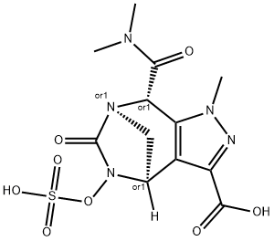 1H-4,7-Methanopyrazolo[3,4-e][1,3]diazepine3-carboxylic acid, 8-[(dimethylamino) carbonyl]-4,5,6,8-tetrahydro-1-methyl-6-oxo5-(sulfooxy)-, (4R,7R,8S)-rel 구조식 이미지