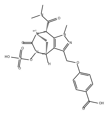 rel-4-[[(4R,7R,8S)-8-[(Dimethylamino)carbonyl] -4,5,6,8-tetrahydro-1-methyl-6-oxo-5- (sulfooxy)-1H-4,7-methanopyrazolo[3,4-e][1, 3]diazepin-3-yl]methoxy]benzoic acid Structure